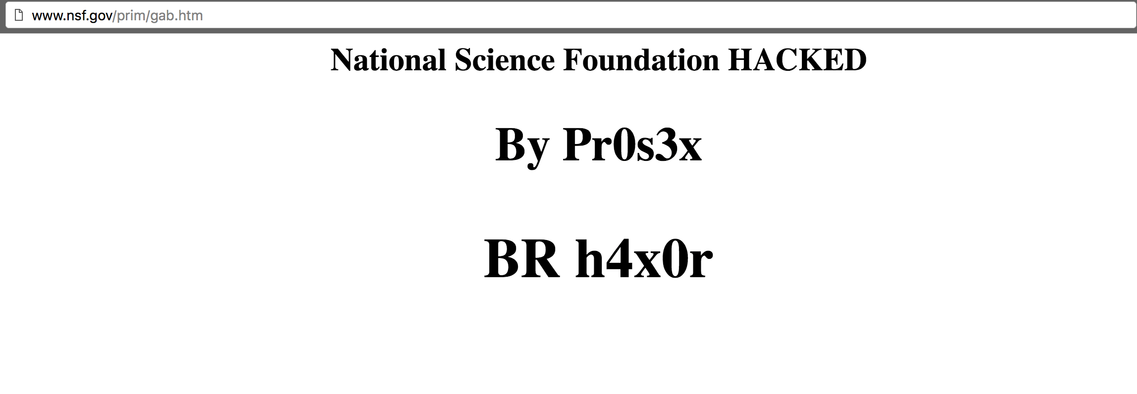 Screenshot of the deface page uploaded Pr0s3x on National Science Foundation Website (NSF.GOV)