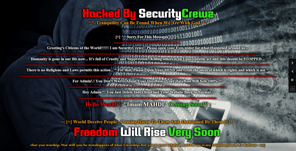 Over 440 Websites Hacked by the Hacktivist Group SecurityCrewz