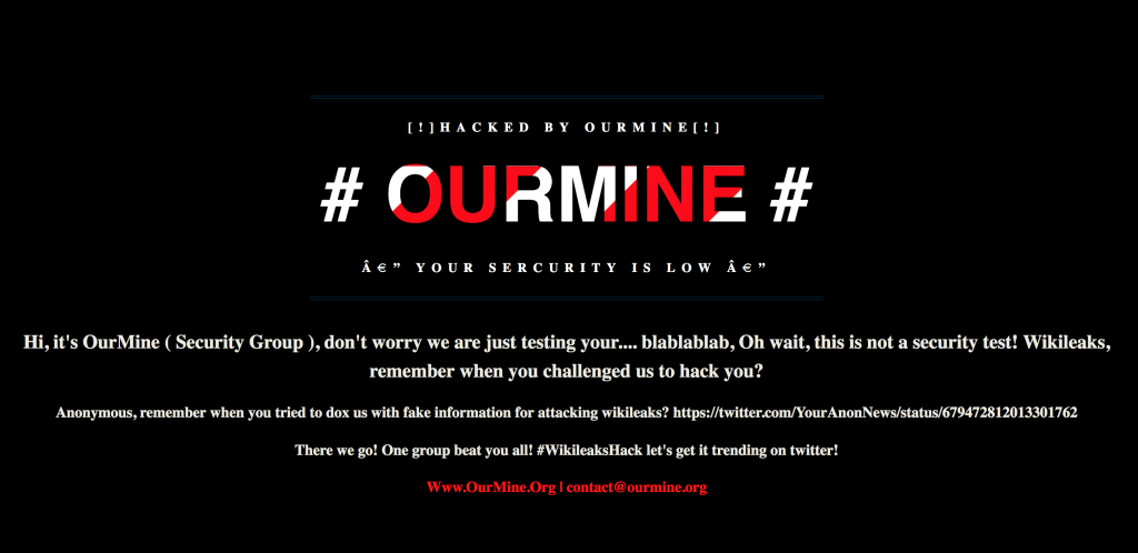 WikiLeaks Hacked and Defaced By OurMine