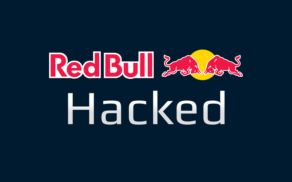 An image of Red Bull logo with a Hacked text.