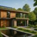 Modern eco-friendly luxury home featuring green roofs and sustainable architectural elements