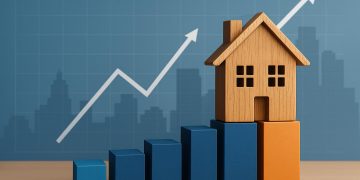 Modern suburban houses with for-sale signs representing real estate opportunities for first-time buyers