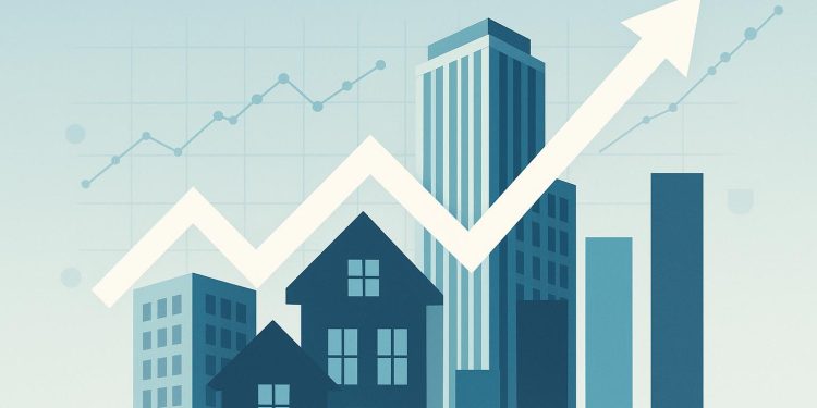 Modern city skyline with new developments symbolizing upcoming real estate market trends