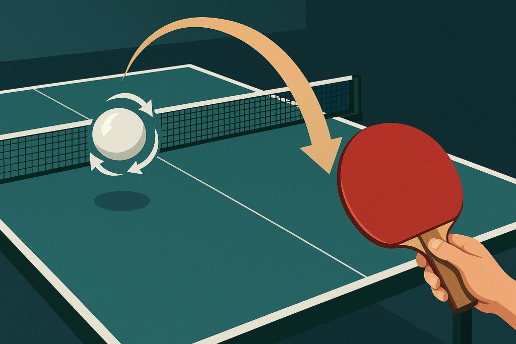 Table tennis paddle and ball demonstrating spin technique for Shlomo Adelman spin shots overview