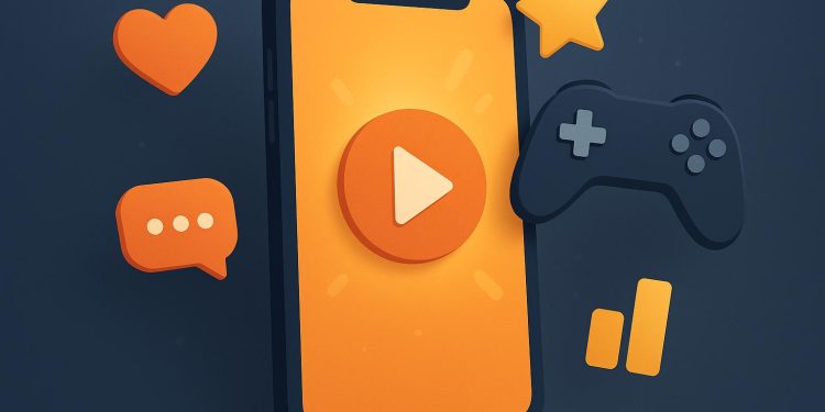 Colorful gaming app icons on a smartphone screen highlighting user engagement benefits