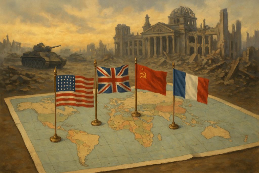 World War II map highlighting global power shifts and formation of modern international alliances