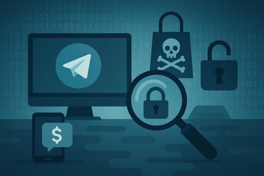Telegram chat interface displaying fraud alerts and scam warnings for online marketplace activity
