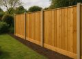 Wooden garden fence with lush greenery, showcasing popular garden fencing design and materials