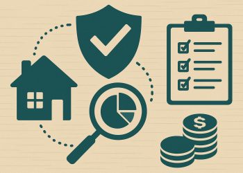 Insurance risk assessment concept with documents, charts, and coverage policy on a desk