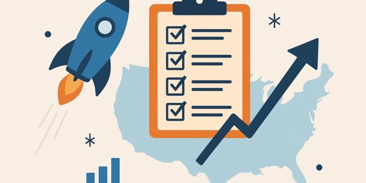 Startup expansion strategy for entering the US market, global business growth concept