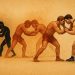 Ancient and modern wrestling scenes illustrating the sport’s transformation over centuries
