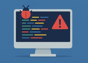 Illustration of buggy computer code highlighting cybersecurity vulnerabilities and software risks