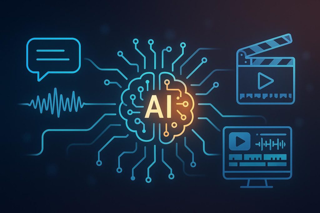AI-driven video editing interface blending conversational technology with nonlinear editing tools