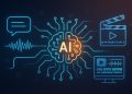 AI-driven video editing interface blending conversational technology with nonlinear editing tools