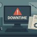 Server room with caution sign symbolizing IT downtime impact on small business operations