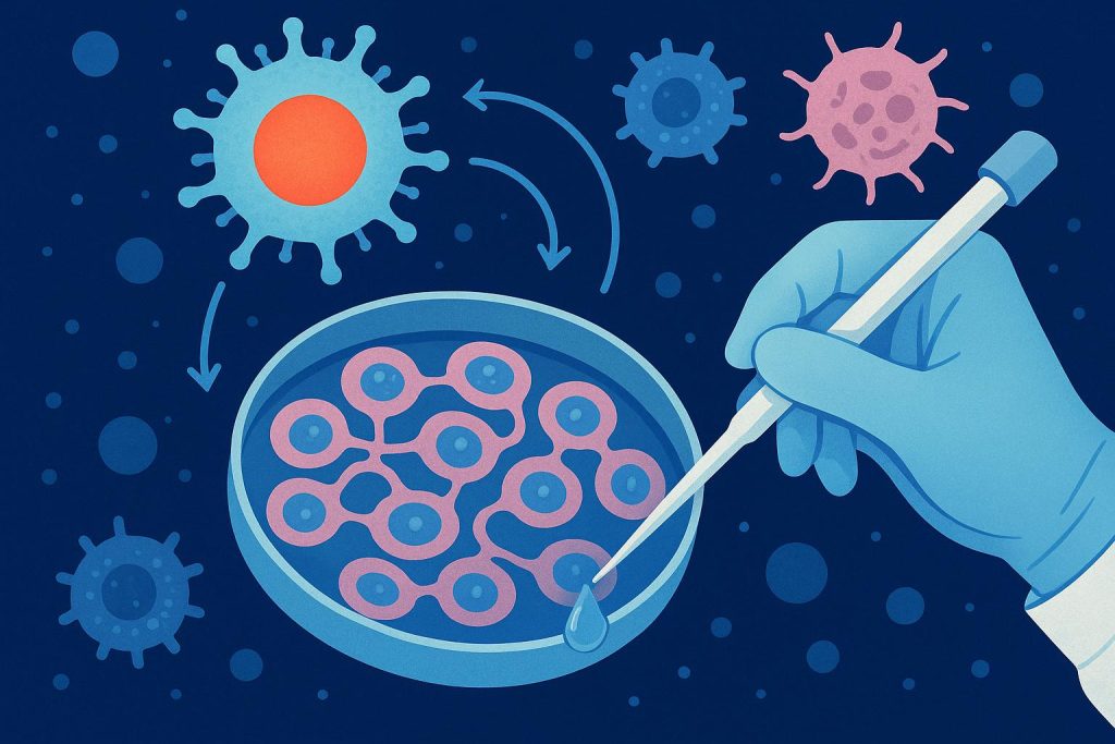 Visual representation of immune signaling pathways influencing innovative cell therapy research